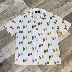 Mad Engine Men's Irish Flag Print Short Sleeve Button-Down Shirt